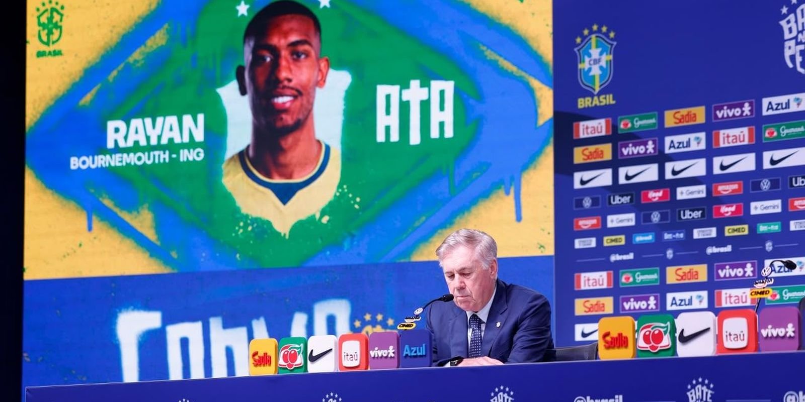 Técnico Carlo Ancelotti durante coletiva na sede da CBF ao anunciar os 26 convocados
