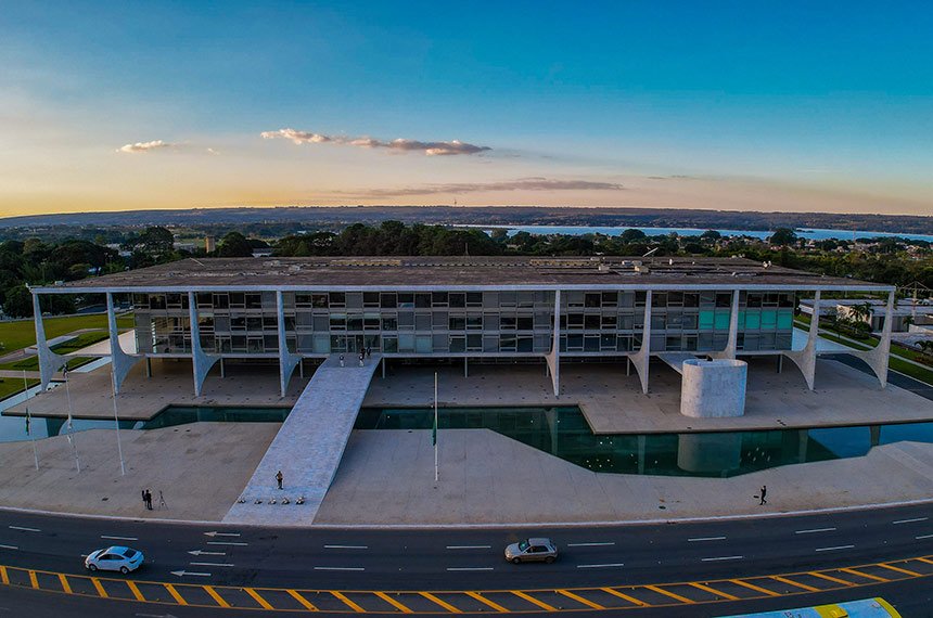 Vista aérea do Palácio do Planalto, sede do governo federal, em Brasília