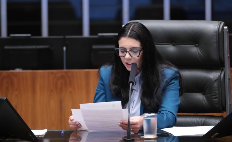 Deputada Delegada Ione fala ao microfone no plenário da Câmara dos Deputados