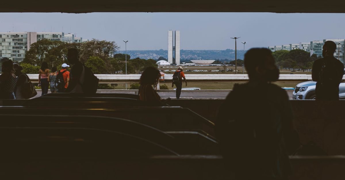 Congresso Nacional visto da plataforma da Rodoviária de Brasília