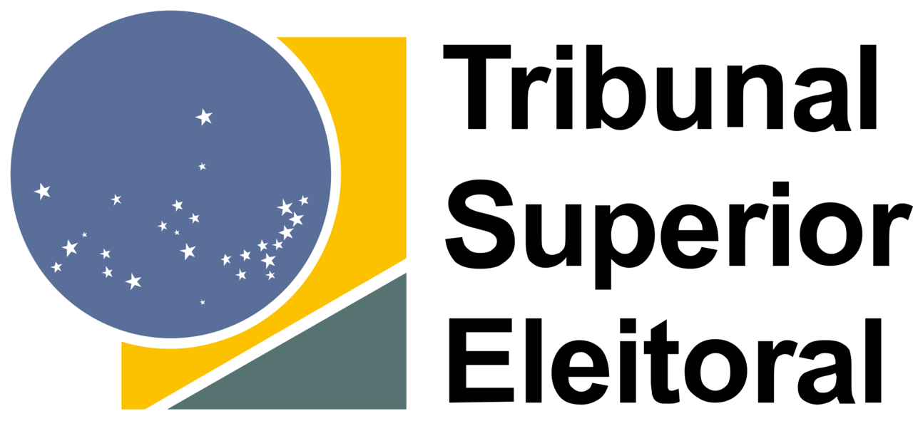 Logotipo do Tribunal Superior Eleitoral, com o brasão estilizado da bandeira do Brasil ao lado do nome do órgão